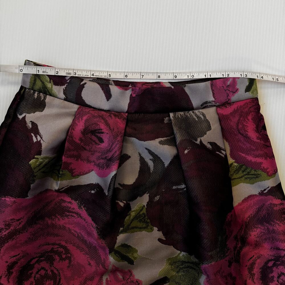 Lela Rose Pleated Pencil Skirt Sz 4 Rose Floral Jacquard Moody Dark Feminine - Picture 8 of 14
